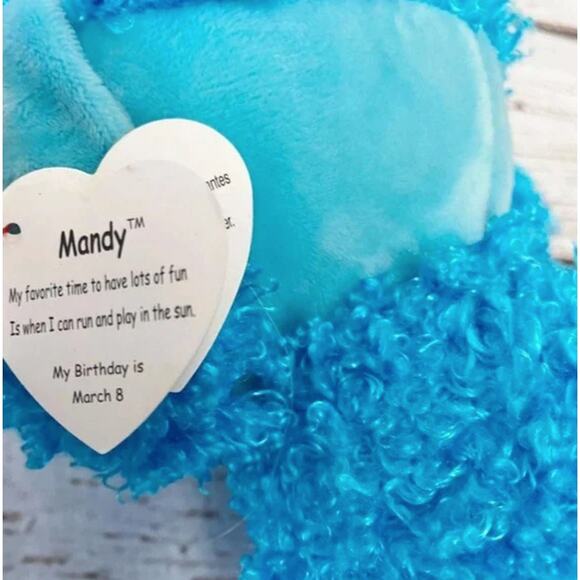 TY BEANIE BOOS Mandy Blue Poodle Plush - Picture 6 of 6